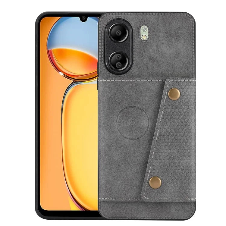 For Xiaomi Redmi 13C 4G / Poco C65 4G Kickstand Case Card Holder Leather+TPU Cover