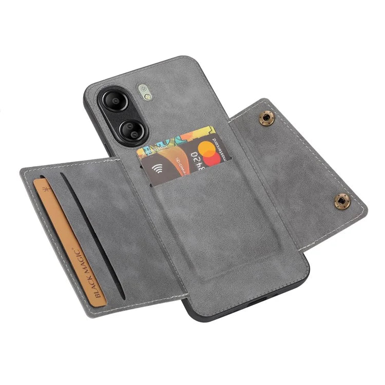 For Xiaomi Redmi 13C 4G / Poco C65 4G Kickstand Case Card Holder Leather+TPU Cover