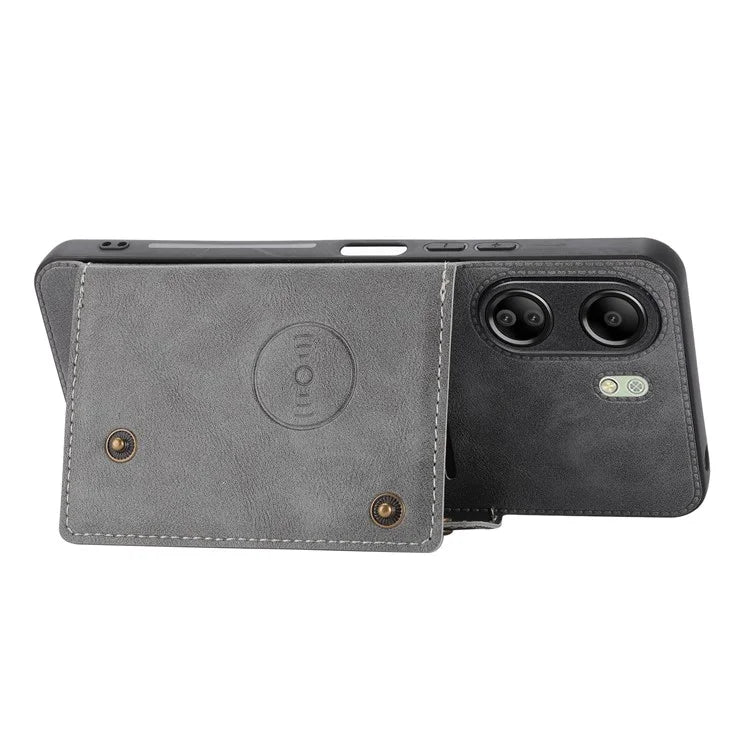 For Xiaomi Redmi 13C 4G / Poco C65 4G Kickstand Case Card Holder Leather+TPU Cover