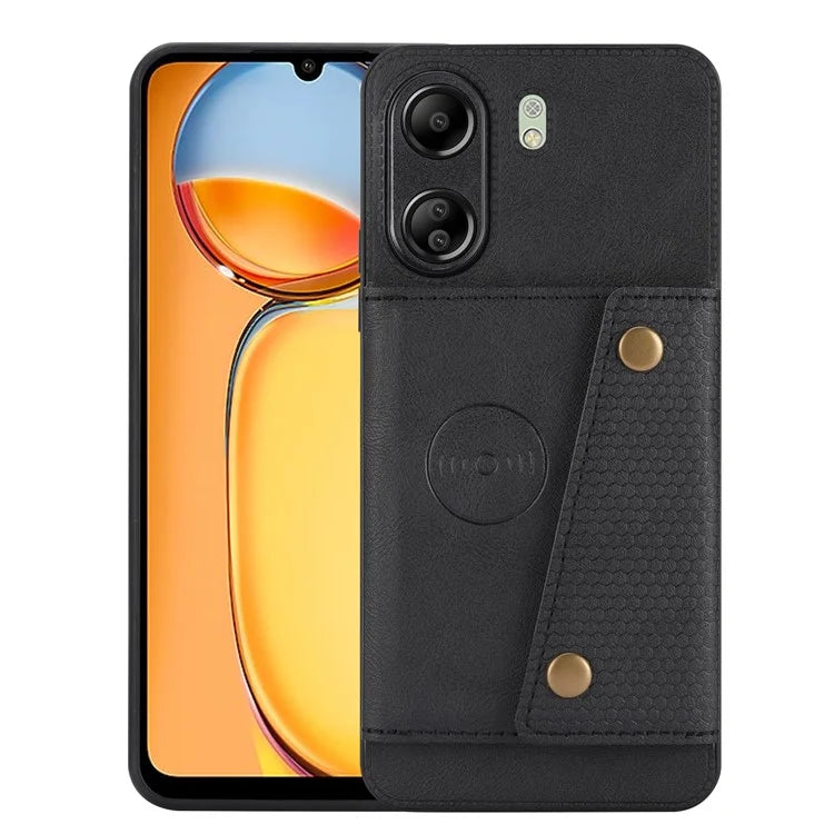 For Xiaomi Redmi 13C 4G / Poco C65 4G Kickstand Case Card Holder Leather+TPU Cover