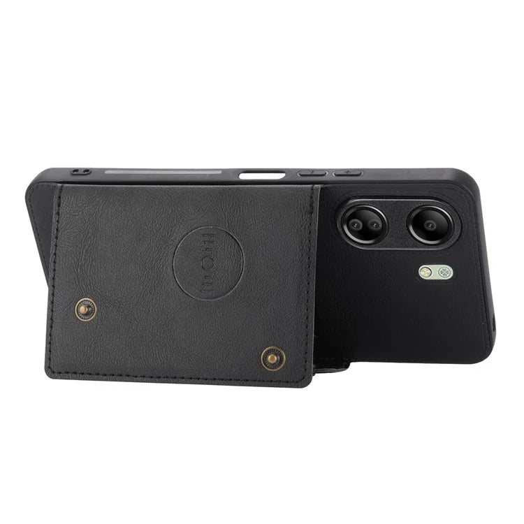 For Xiaomi Redmi 13C 4G / Poco C65 4G Kickstand Case Card Holder Leather+TPU Cover