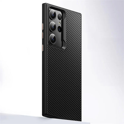 For Samsung Galaxy S23 Ultra Magnetic Case Carbon Fiber Texture Phone Cover