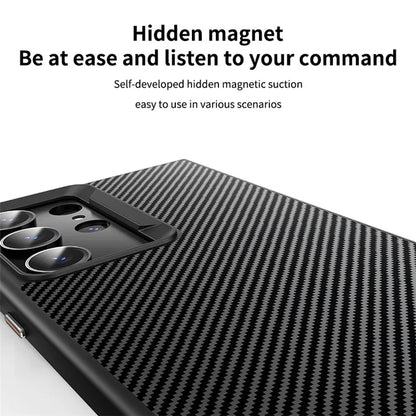 For Samsung Galaxy S23 Ultra Magnetic Case Carbon Fiber Texture Phone Cover