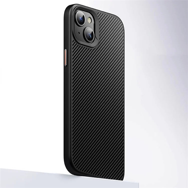 For iPhone 14 Magnetic Case PC + TPU Phone Cover Carbon Fiber Texture