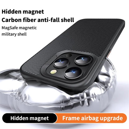 For iPhone 14 Pro Max Phone Case Compatible with MagSafe Carbon Fiber Texture