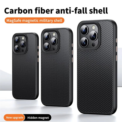 For iPhone 14 Pro Max Phone Case Compatible with MagSafe Carbon Fiber Texture