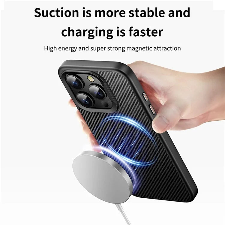 For iPhone 14 Pro Max Phone Case Compatible with MagSafe Carbon Fiber Texture