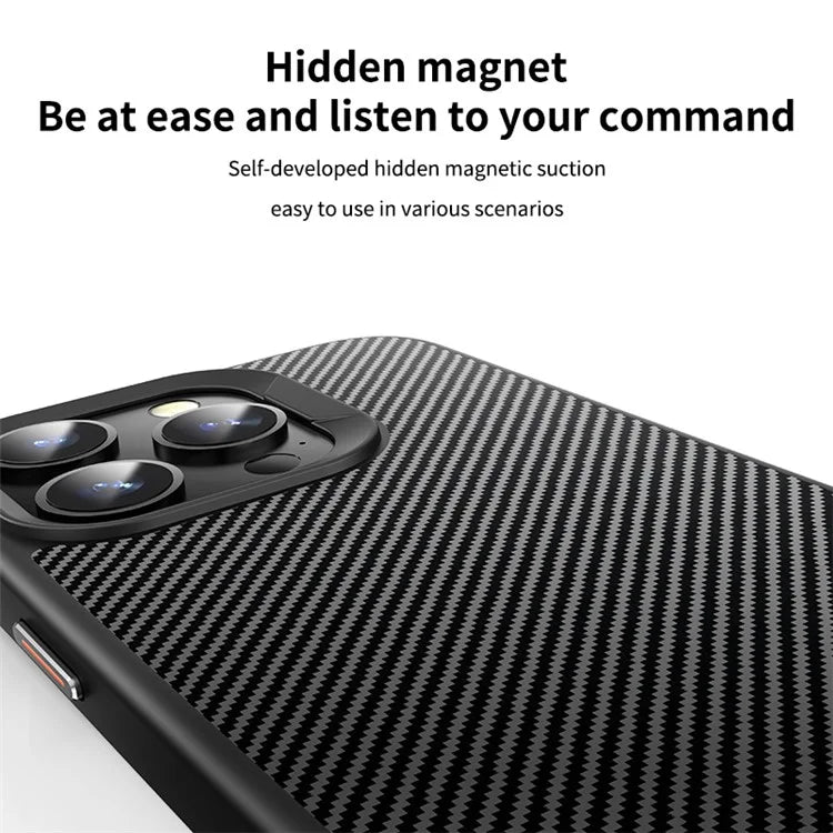 For iPhone 14 Pro Max Phone Case Compatible with MagSafe Carbon Fiber Texture