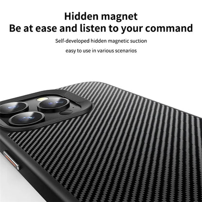 For iPhone 14 Pro Max Phone Case Compatible with MagSafe Carbon Fiber Texture