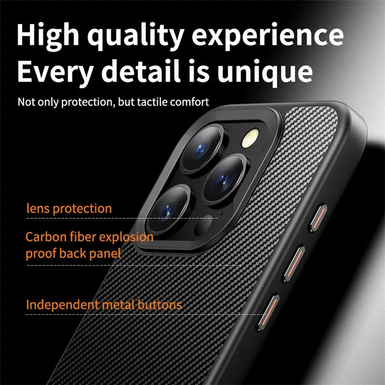 For iPhone 14 Pro Max Phone Case Compatible with MagSafe Carbon Fiber Texture
