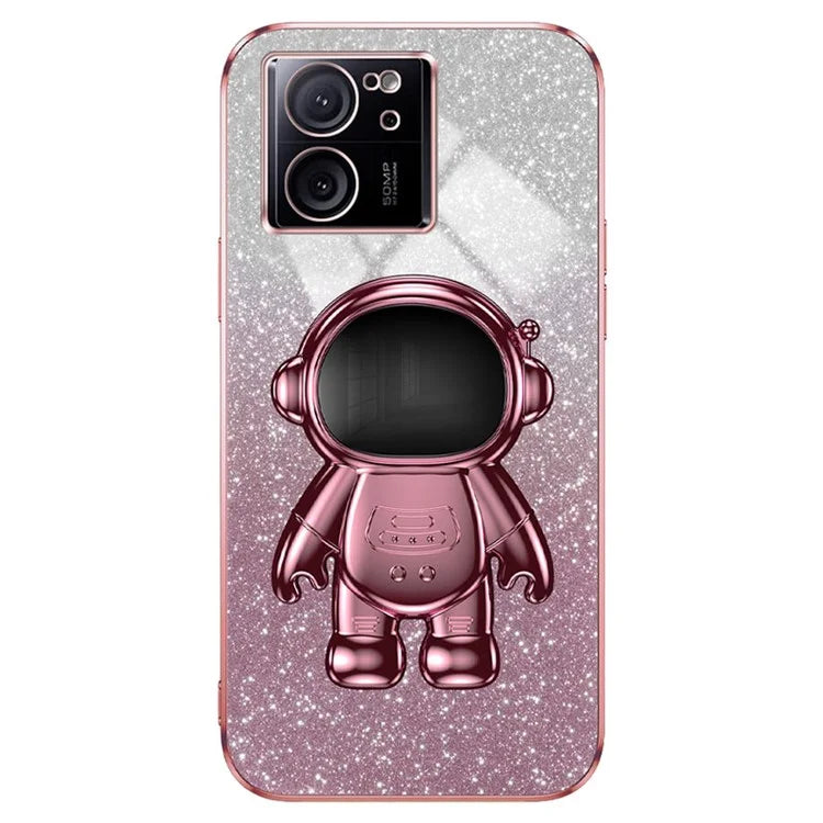 For Xiaomi Redmi K60 Ultra Glittery Powder Case PC+TPU Phone Cover with Astronaut Kickstand