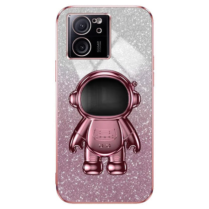 For Xiaomi Redmi K60 Ultra Glittery Powder Case PC+TPU Phone Cover with Astronaut Kickstand
