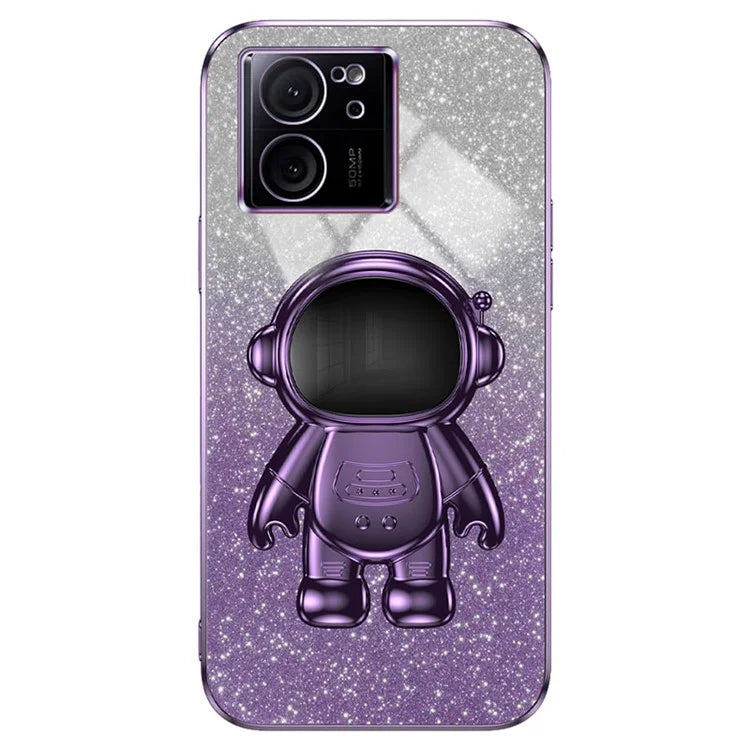 For Xiaomi Redmi K60 Ultra Glittery Powder Case PC+TPU Phone Cover with Astronaut Kickstand