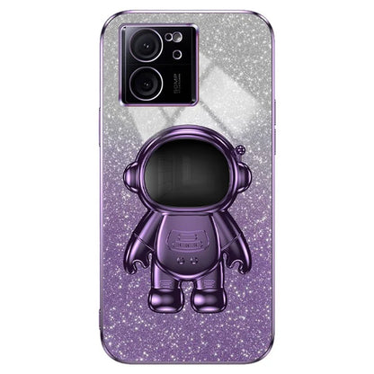 For Xiaomi Redmi K60 Ultra Glittery Powder Case PC+TPU Phone Cover with Astronaut Kickstand