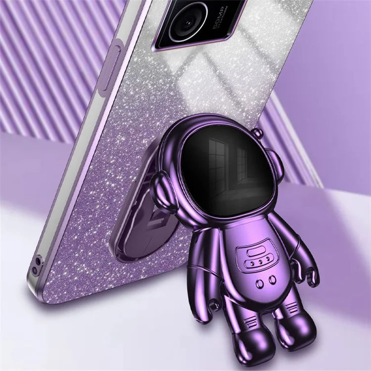 For Xiaomi Redmi K60 Ultra Glittery Powder Case PC+TPU Phone Cover with Astronaut Kickstand