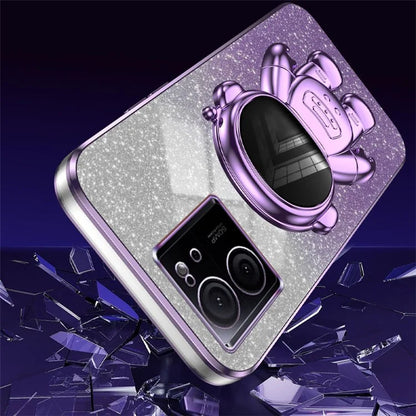 For Xiaomi Redmi K60 Ultra Glittery Powder Case PC+TPU Phone Cover with Astronaut Kickstand
