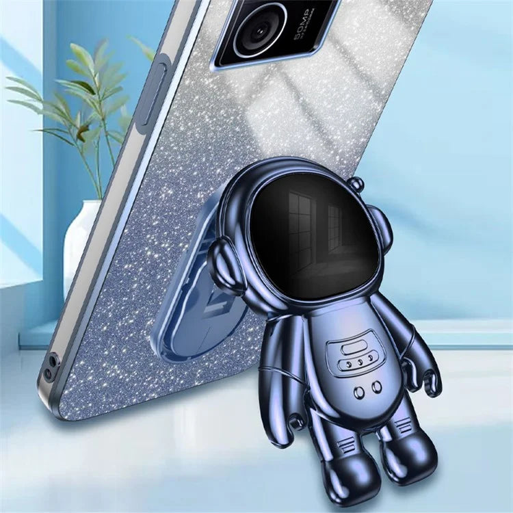 For Xiaomi Redmi K60 Ultra Glittery Powder Case PC+TPU Phone Cover with Astronaut Kickstand