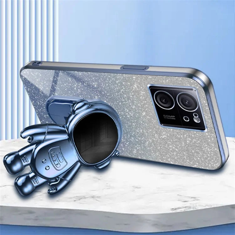 For Xiaomi Redmi K60 Ultra Glittery Powder Case PC+TPU Phone Cover with Astronaut Kickstand