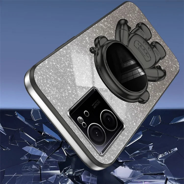 For Xiaomi Redmi K60 Ultra Glittery Powder Case PC+TPU Phone Cover with Astronaut Kickstand