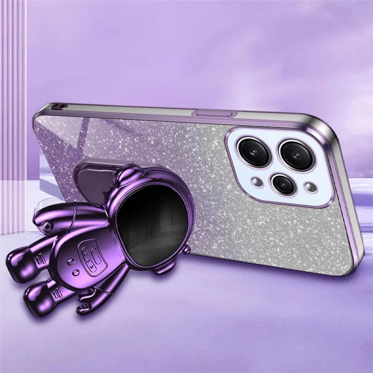 Phone Case for Xiaomi Redmi 12 4G Shockproof PC+TPU Phone Cover with Astronaut Kickstand