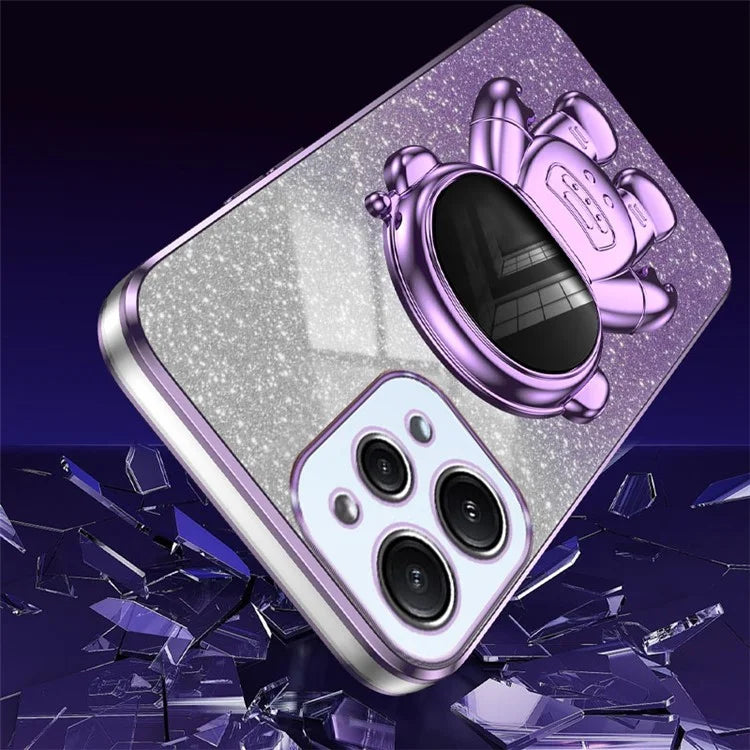 Phone Case for Xiaomi Redmi 12 4G Shockproof PC+TPU Phone Cover with Astronaut Kickstand