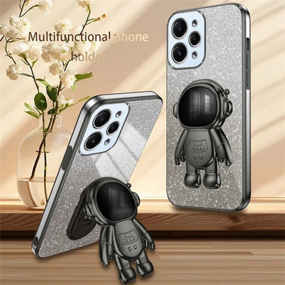 Phone Case for Xiaomi Redmi 12 4G Shockproof PC+TPU Phone Cover with Astronaut Kickstand