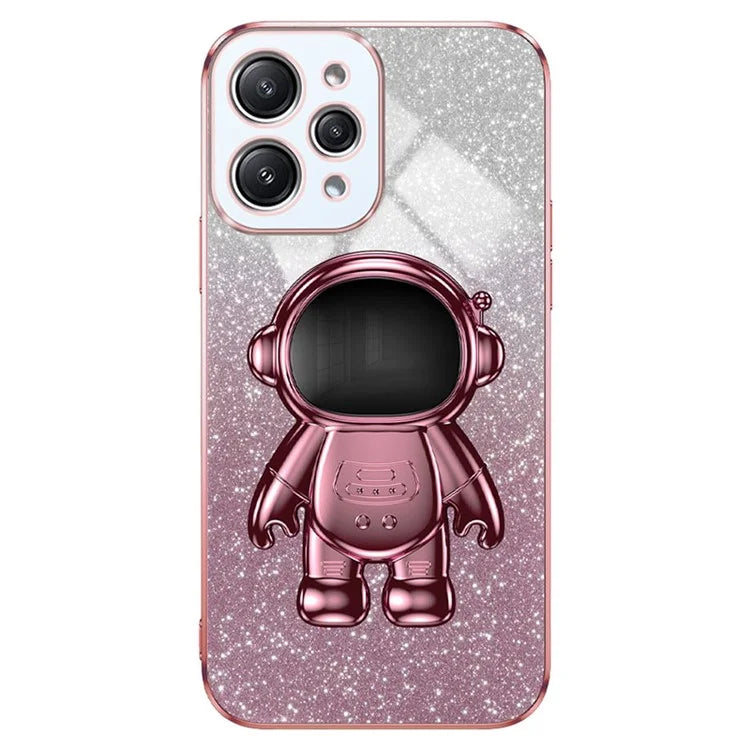 Phone Case for Xiaomi Redmi 12 4G Shockproof PC+TPU Phone Cover with Astronaut Kickstand