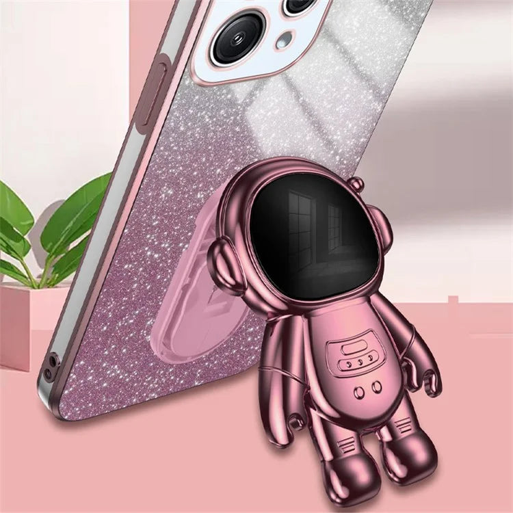 Phone Case for Xiaomi Redmi 12 4G Shockproof PC+TPU Phone Cover with Astronaut Kickstand