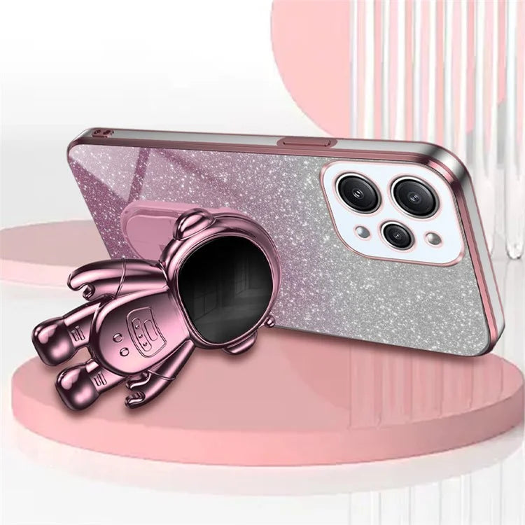 Phone Case for Xiaomi Redmi 12 4G Shockproof PC+TPU Phone Cover with Astronaut Kickstand