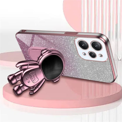 Phone Case for Xiaomi Redmi 12 4G Shockproof PC+TPU Phone Cover with Astronaut Kickstand