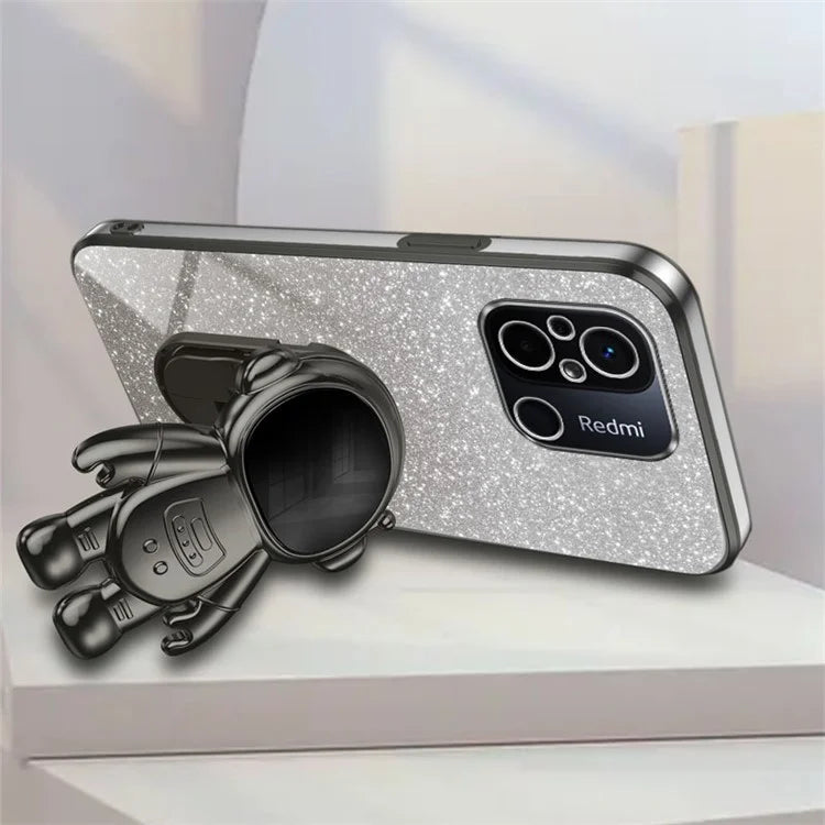 For Xiaomi Redmi 12C 4G PC+TPU Phone Shell Case Anti-scratch Phone Cover with Astronaut Kickstand
