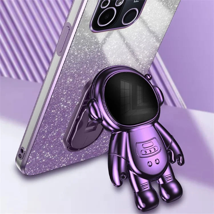 For Xiaomi Redmi 12C 4G PC+TPU Phone Shell Case Anti-scratch Phone Cover with Astronaut Kickstand