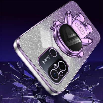 For Xiaomi Redmi 12C 4G PC+TPU Phone Shell Case Anti-scratch Phone Cover with Astronaut Kickstand