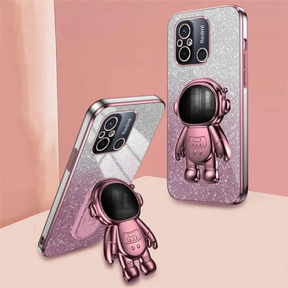 For Xiaomi Redmi 12C 4G PC+TPU Phone Shell Case Anti-scratch Phone Cover with Astronaut Kickstand