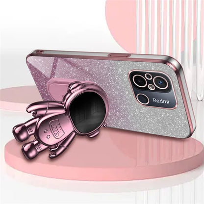 For Xiaomi Redmi 12C 4G PC+TPU Phone Shell Case Anti-scratch Phone Cover with Astronaut Kickstand