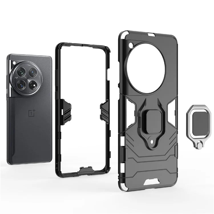 For OnePlus 12 5G Case PC +TPU Phone Cover with Ring Holder Kickstand