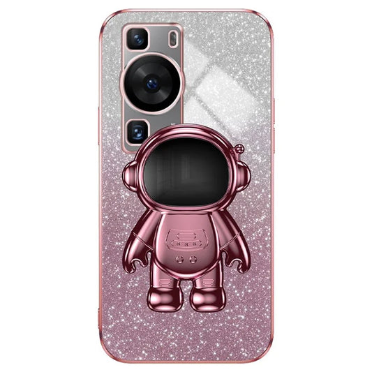 For Huawei P60 Pro Phone Case PC+TPU Anti-scratch Phone Cover with Astronaut Kickstand