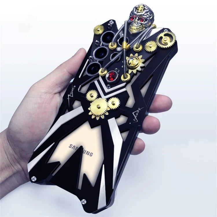 For Samsung Galaxy S21 Ultra 5G Cell Phone Case Gear Style Metal Drop-resistant Cover