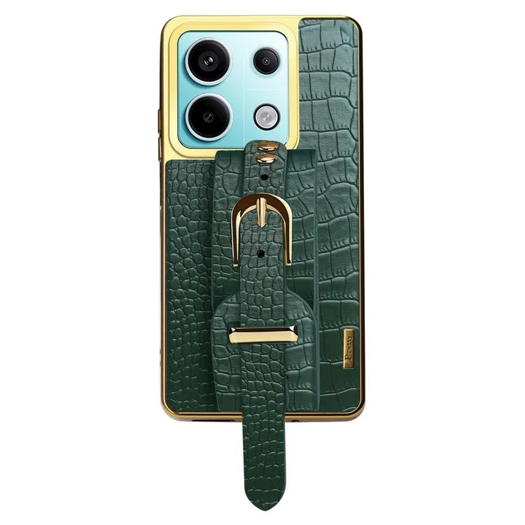 For Xiaomi Redmi Note 13 Pro 5G / Poco X6 5G Case Leather+TPU Anti-scratch Phone Cover with Wristband