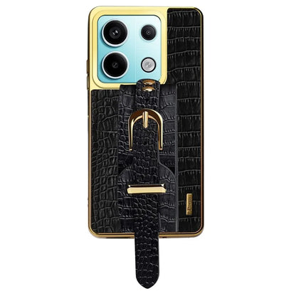 For Xiaomi Redmi Note 13 Pro 5G / Poco X6 5G Case Leather+TPU Anti-scratch Phone Cover with Wristband