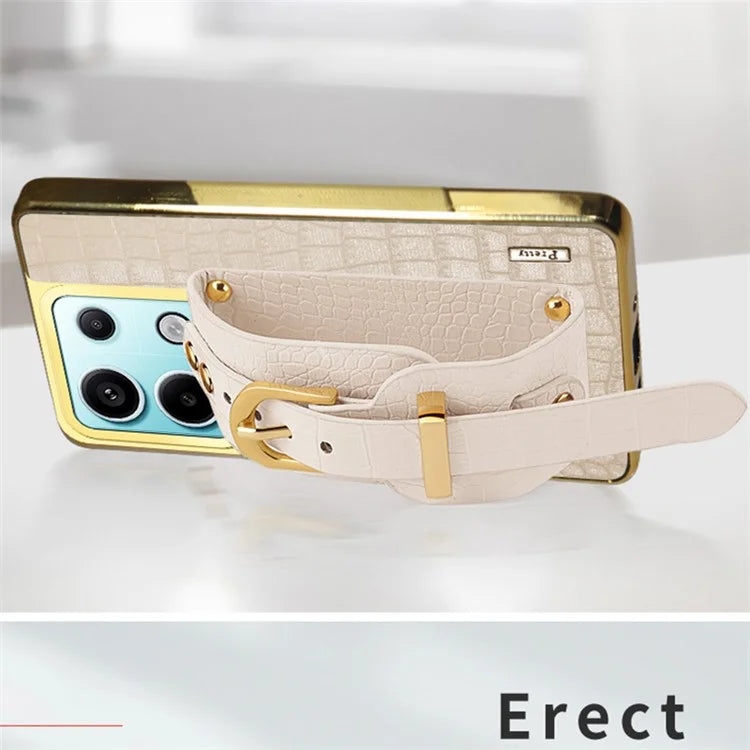 For Xiaomi Redmi Note 13 Pro 5G / Poco X6 5G Case Leather+TPU Anti-scratch Phone Cover with Wristband