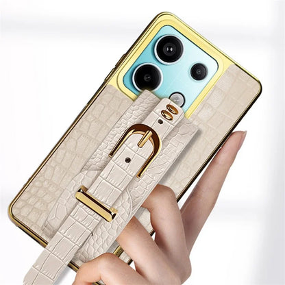 For Xiaomi Redmi Note 13 Pro 5G / Poco X6 5G Case Leather+TPU Anti-scratch Phone Cover with Wristband