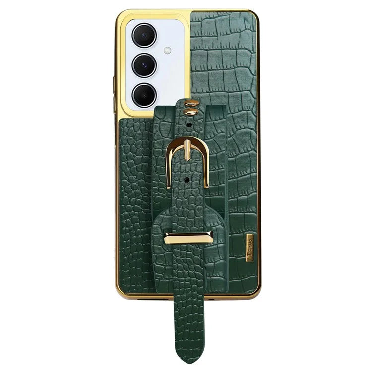 For Xiaomi Redmi Note 13 Pro+ 5G Cell Phone Case Electroplated Leather+TPU Wristband Kickstand Cover