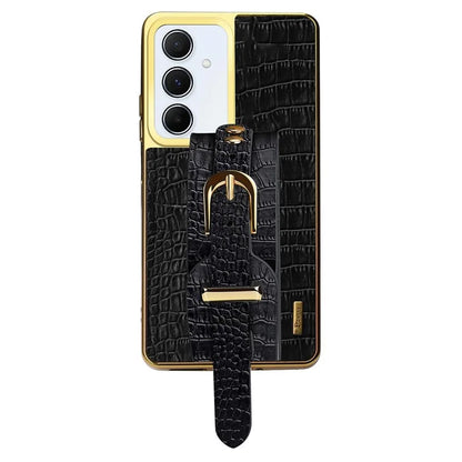 For Xiaomi Redmi Note 13 Pro+ 5G Cell Phone Case Electroplated Leather+TPU Wristband Kickstand Cover