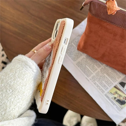 Protective Cover for iPhone 13 , Cute Plush Cartoon Dogs Embroidery Cell Phone Case