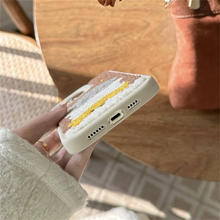 Protective Cover for iPhone 13 , Cute Plush Cartoon Dogs Embroidery Cell Phone Case