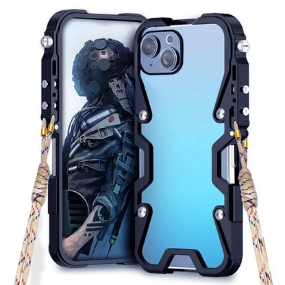 For iPhone 13 6.1 inch Case Aluminium Alloy Metal Phone Shell with Strap