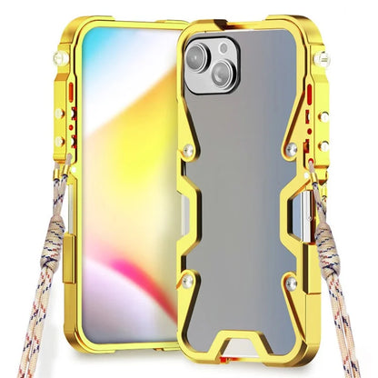 For iPhone 13 6.1 inch Case Aluminium Alloy Metal Phone Shell with Strap