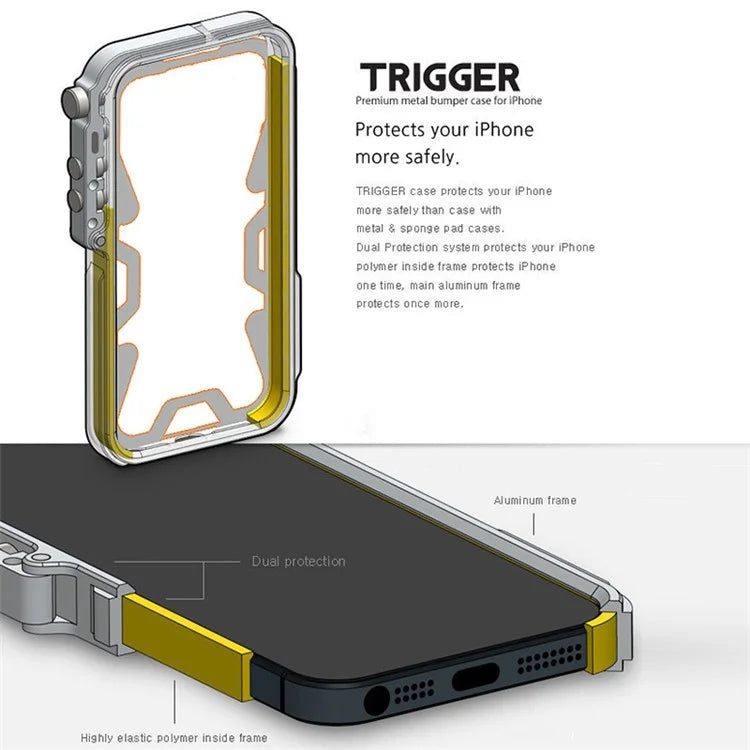 For iPhone 13 6.1 inch Case Aluminium Alloy Metal Phone Shell with Strap