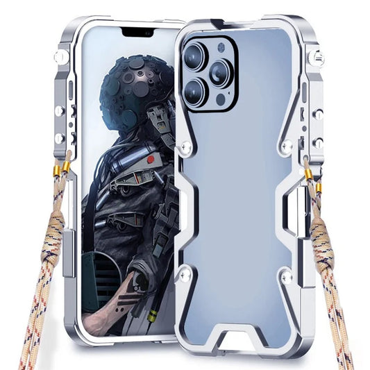 For iPhone 12 Pro Max 6.7 inch Metal Case Aluminium Alloy Slim Phone Cover with Strap